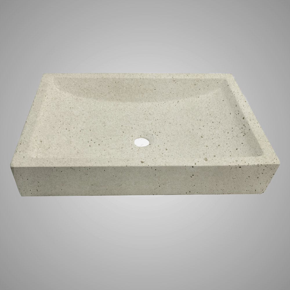 Zapen Rectangular Cast Concrete Vessel B-Grade Sink - Cream