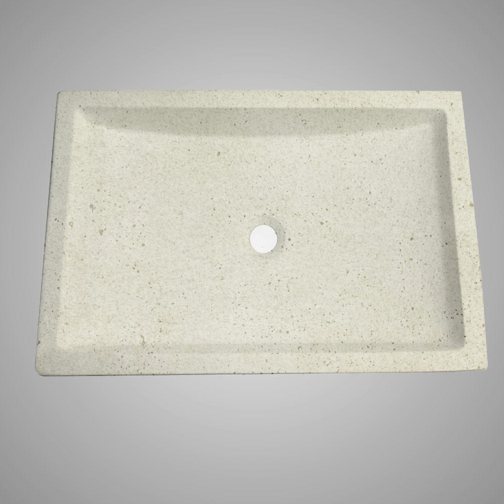 Zapen Rectangular Cast Concrete Vessel B-Grade Sink - Cream