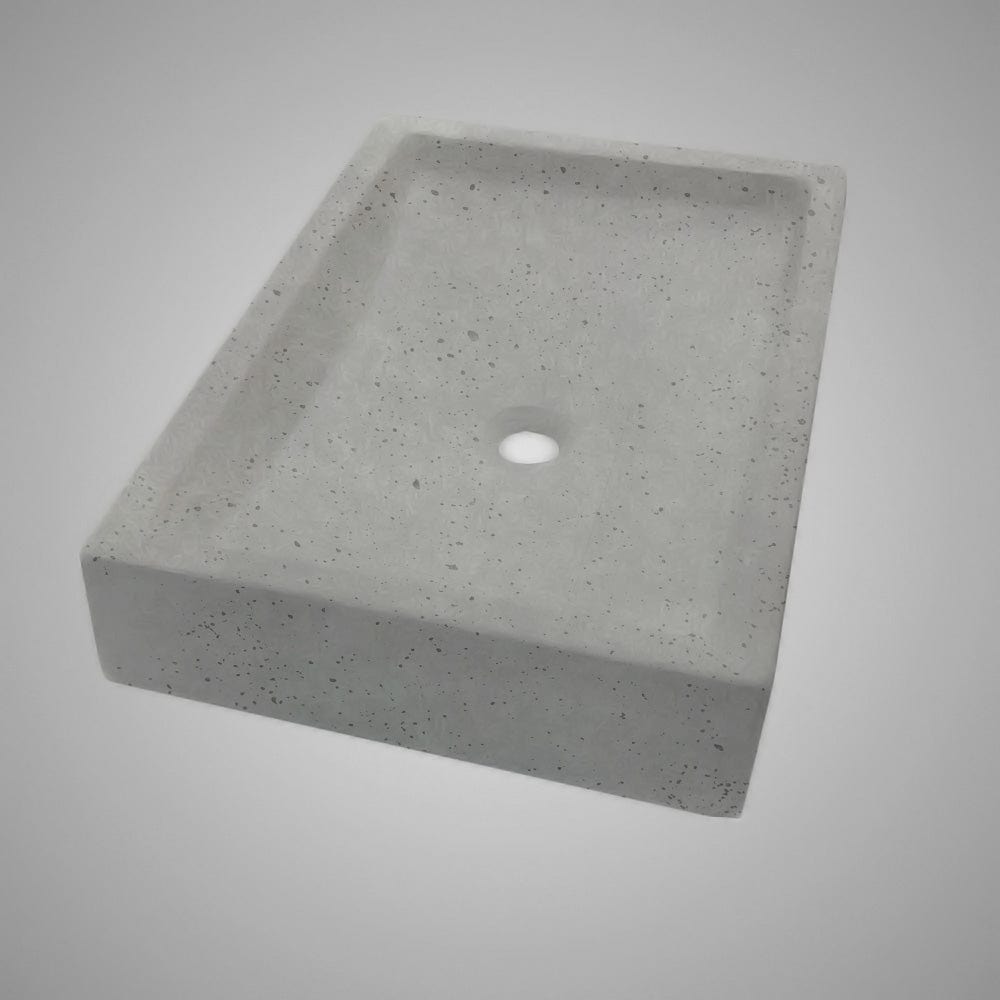 Zapen Rectangular Cast Concrete Vessel Sink - Dark Grey