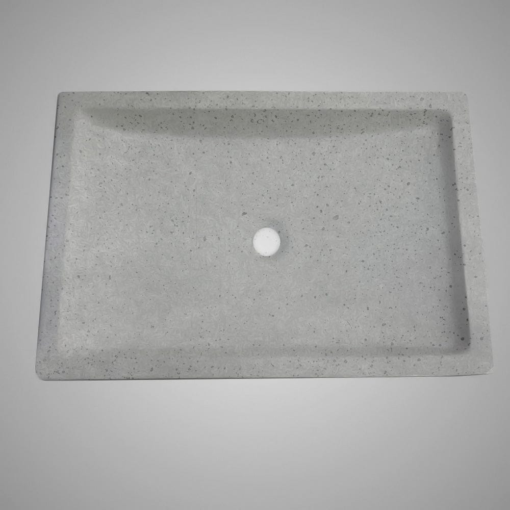 Zapen Rectangular Cast Concrete Vessel Sink - Dark Grey