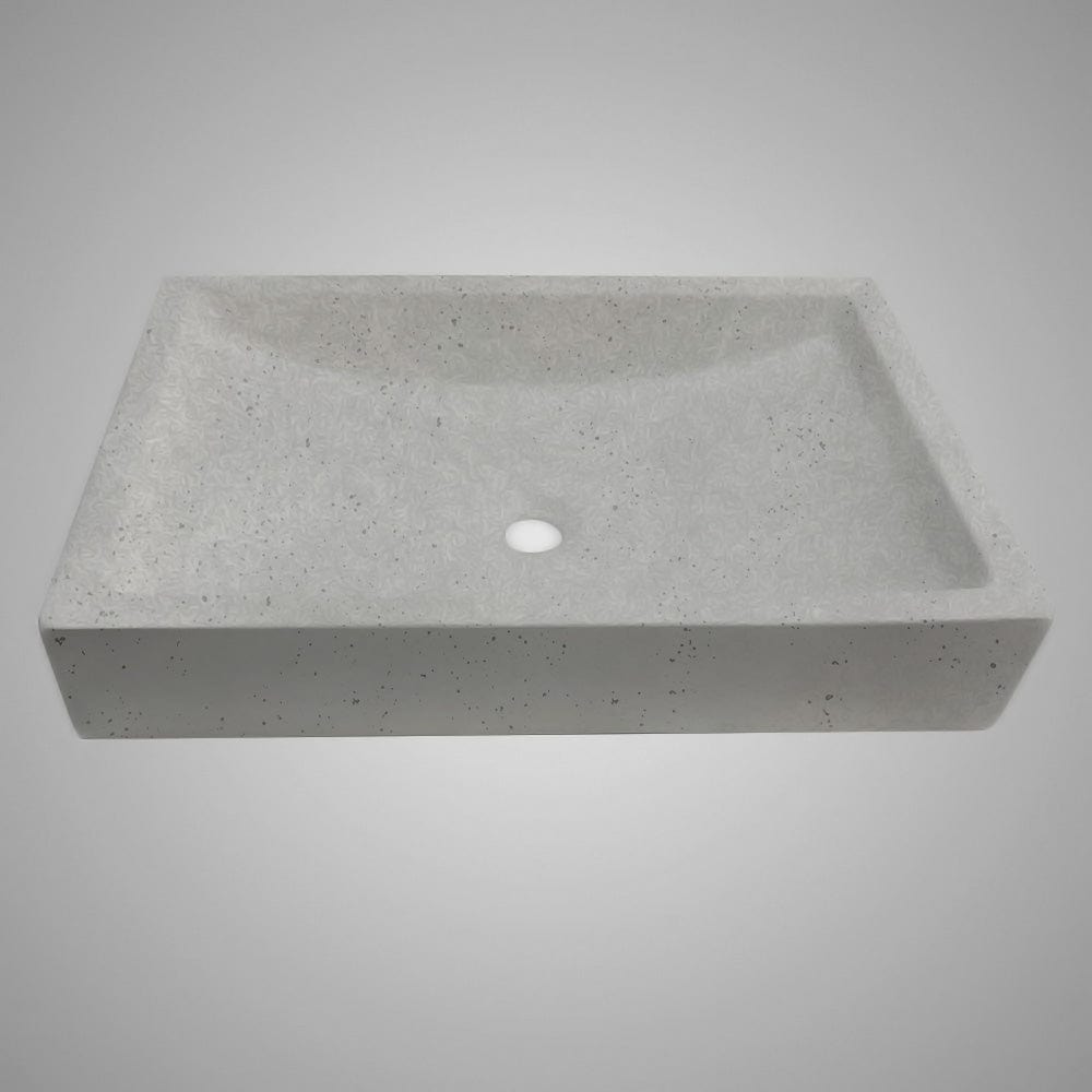 Zapen Rectangular Cast Concrete Vessel Sink - Dark Grey