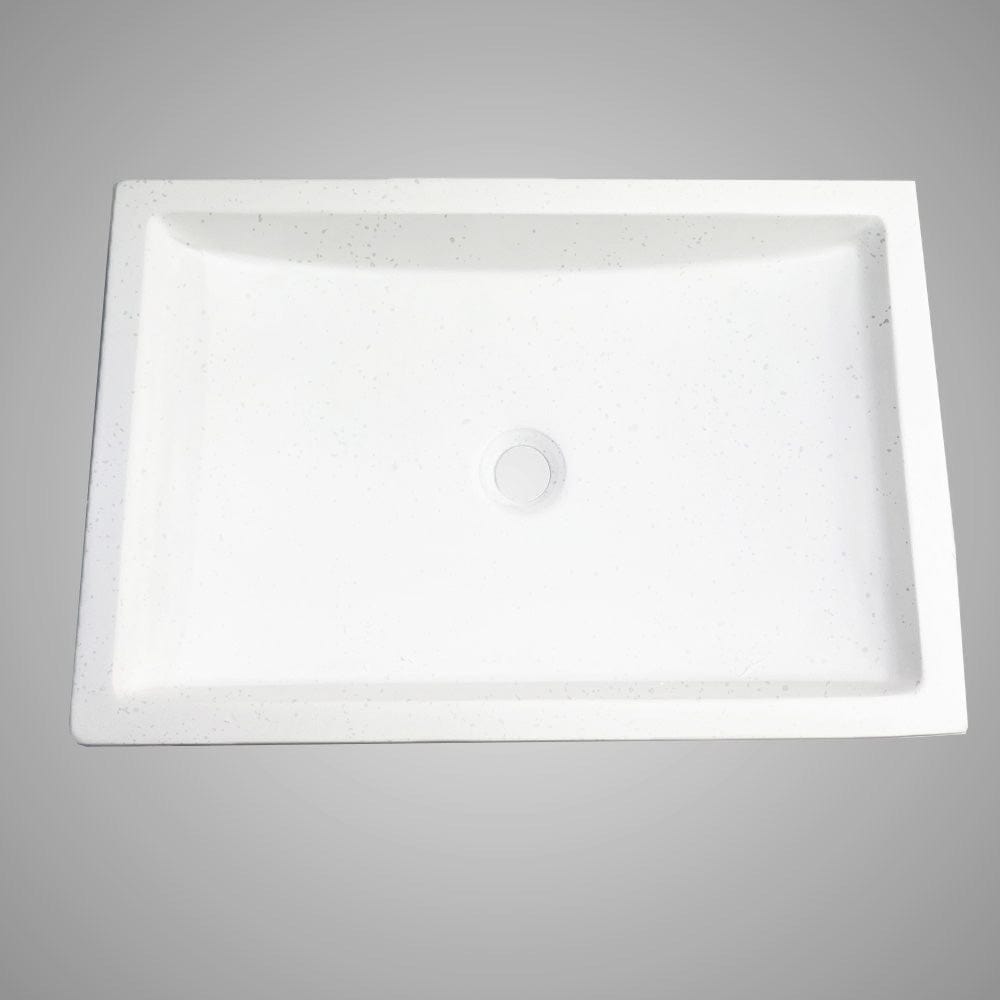 Zapen Rectangular Cast Concrete Vessel Sink - White