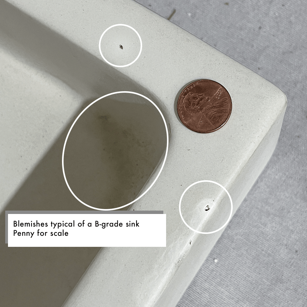 Zedley Rectangular Cast Concrete Vessel B-Grade Sink - Light Grey