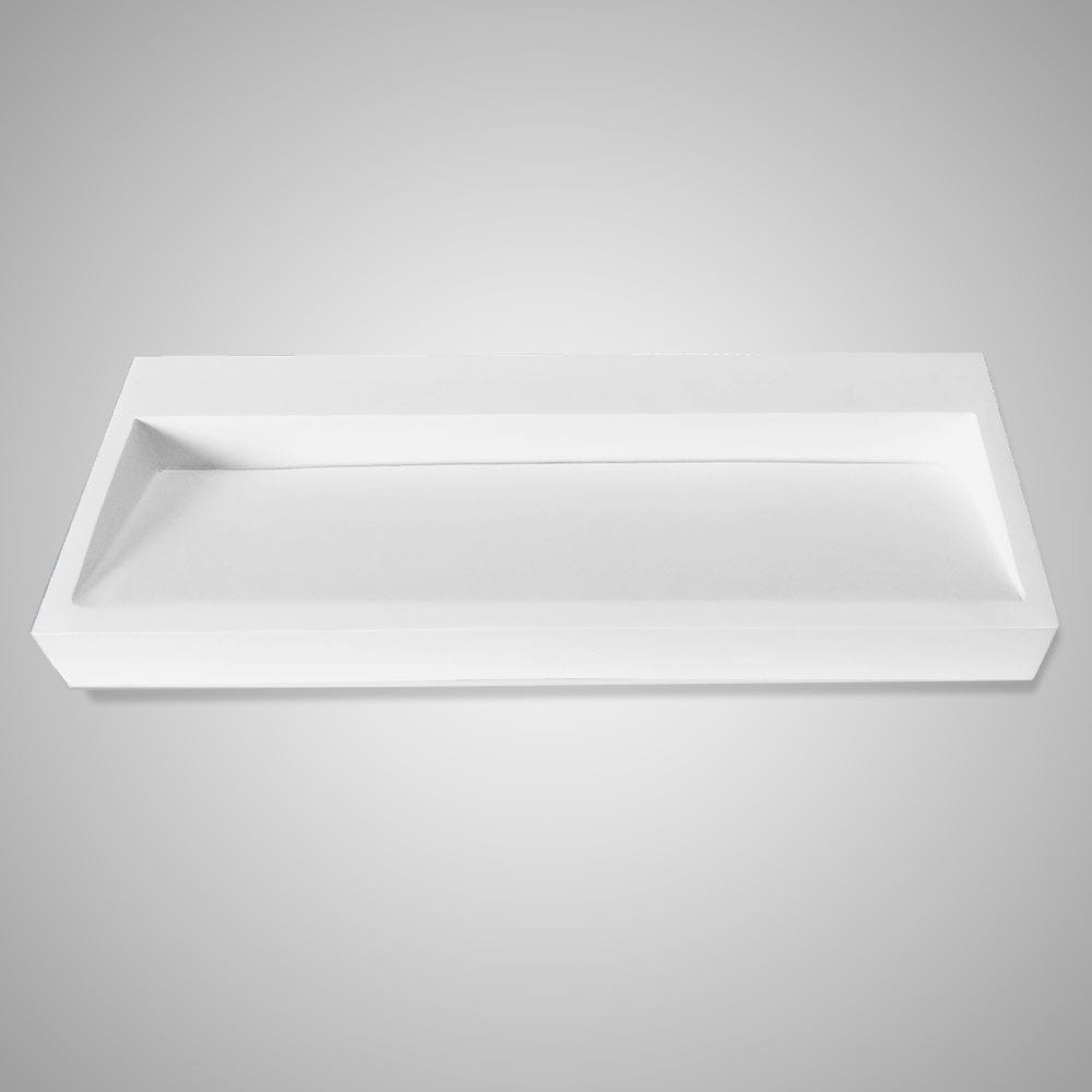 Zedley Rectangular Cast Concrete Vessel B-Grade Sink - White