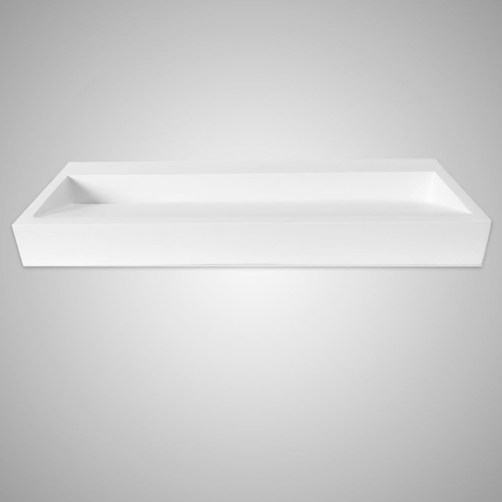 Zedley Rectangular Cast Concrete Vessel B-Grade Sink - White