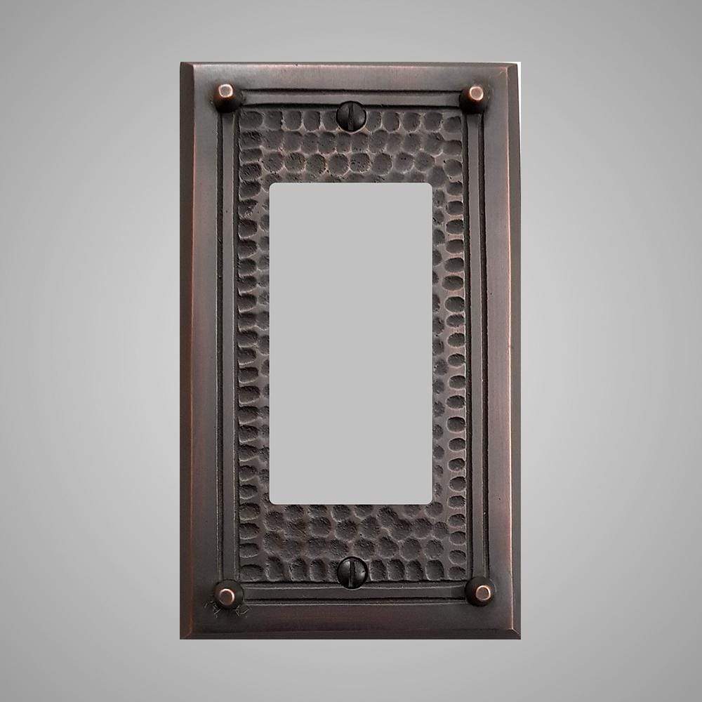 1 Gang Rocker Light Switch Plate - Framed Hammered Design