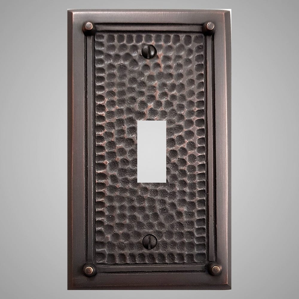 1 Gang Toggle Light Switch Plate - Framed Hammered Design