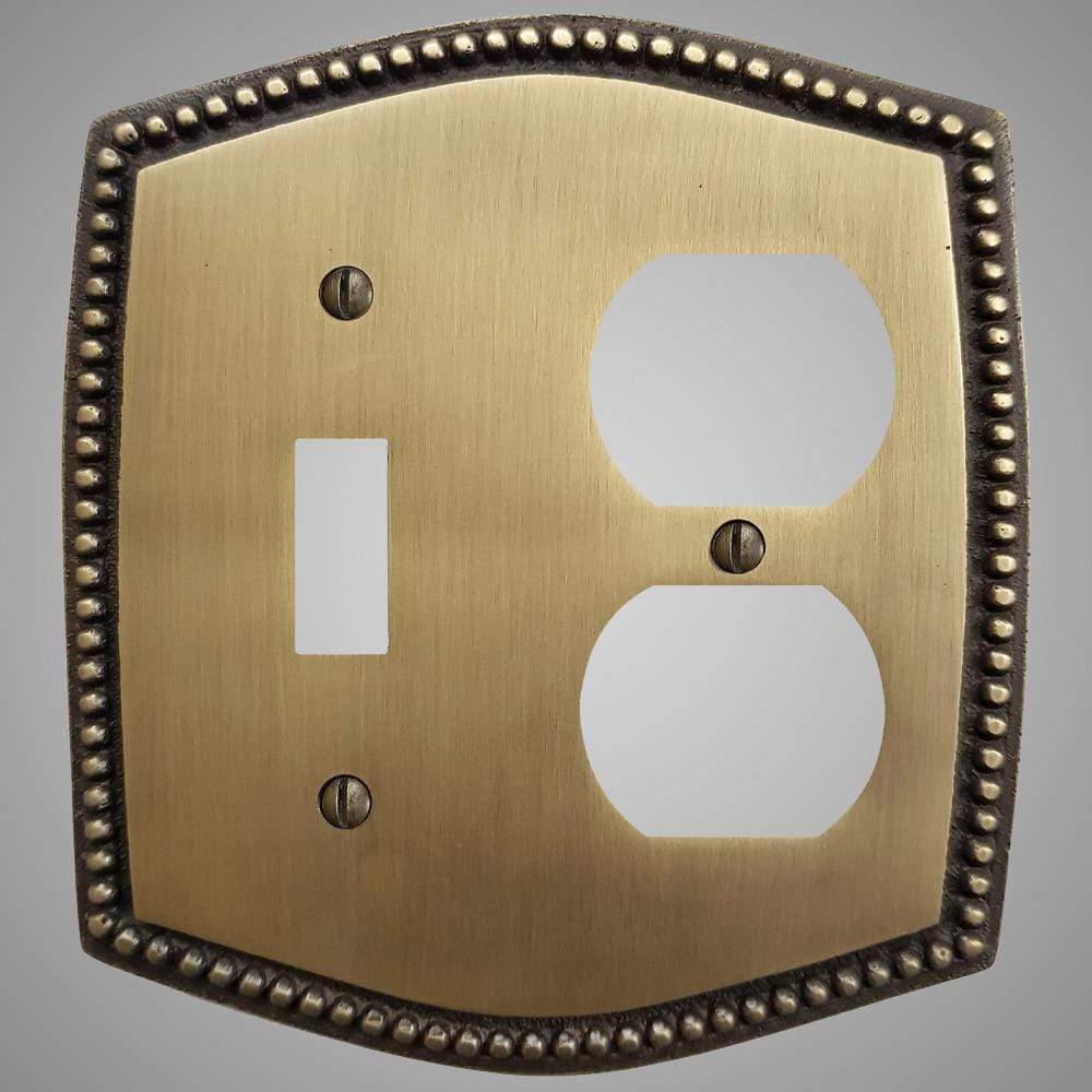 1 Toggle, 1 Duplex Wall Switch Plate - Beaded Design