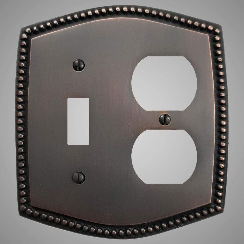 1 Toggle, 1 Duplex Wall Switch Plate - Beaded Design