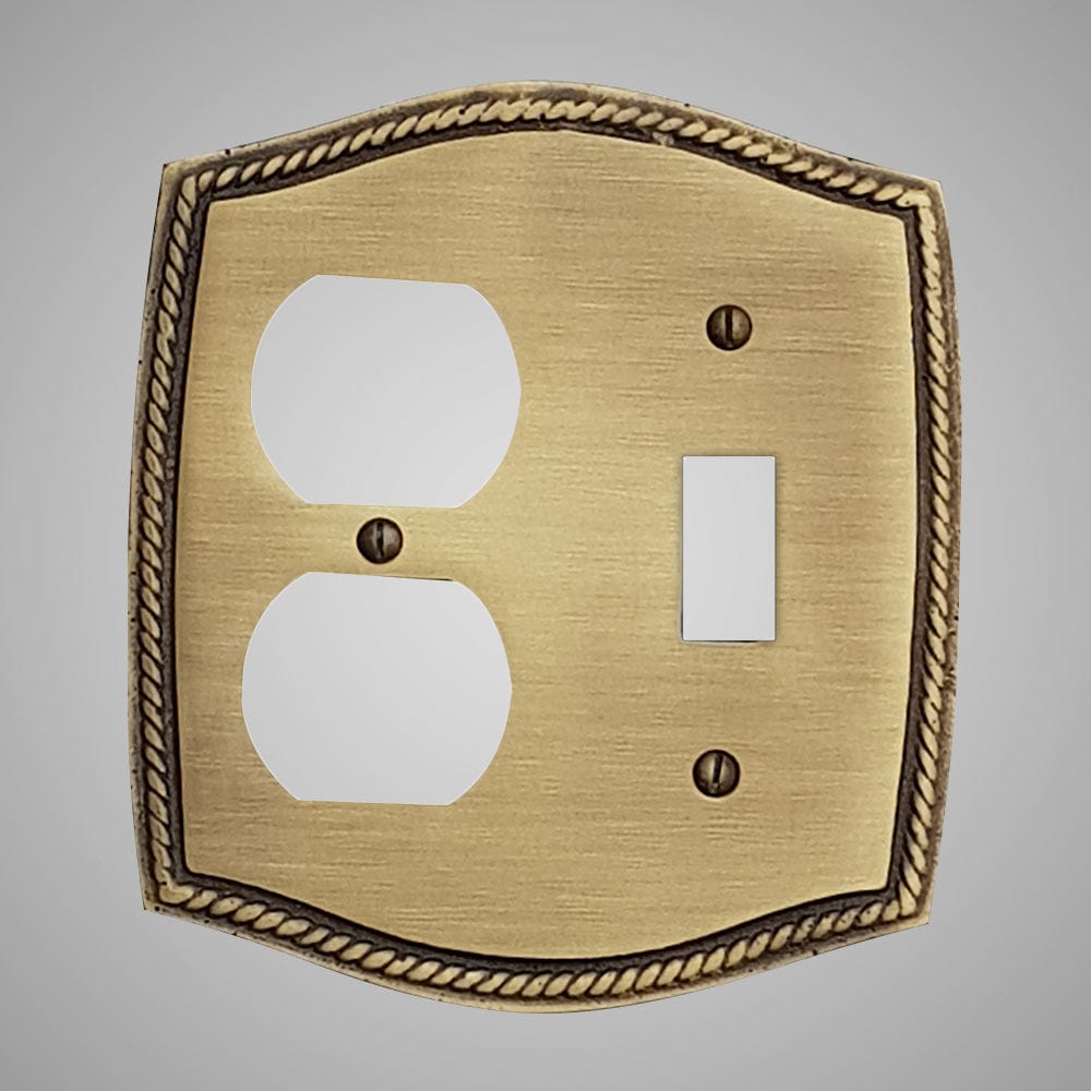 1 Toggle, 1 Duplex Wall Switch Plate - Georgian Design