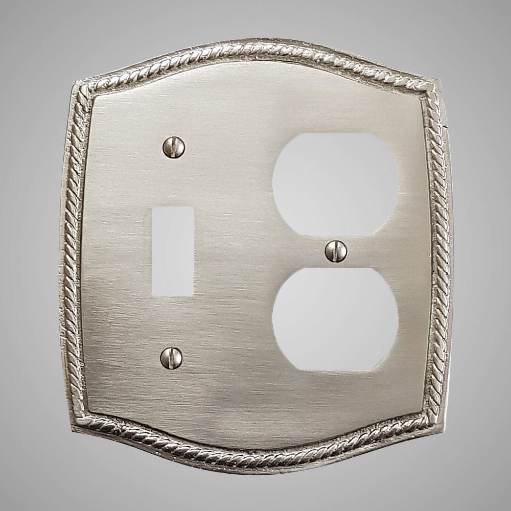 1 Toggle, 1 Duplex Wall Switch Plate - Georgian Design