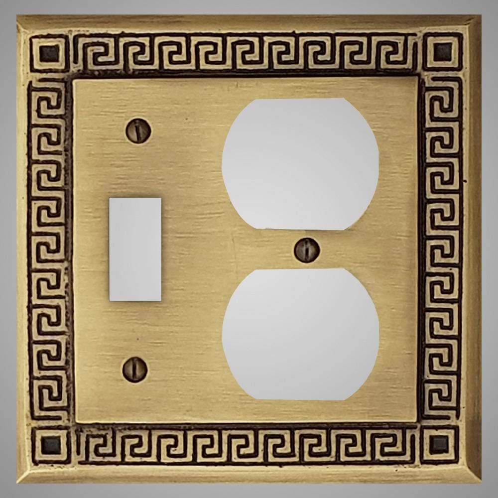 1 Toggle, 1 Duplex Wall Switch Plate - Greek Design
