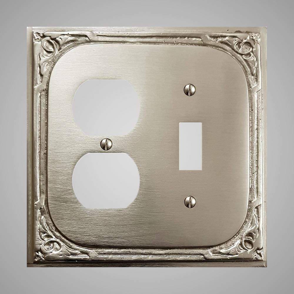 1 Toggle, 1 Duplex Wall Switch Plate - Victorian Design