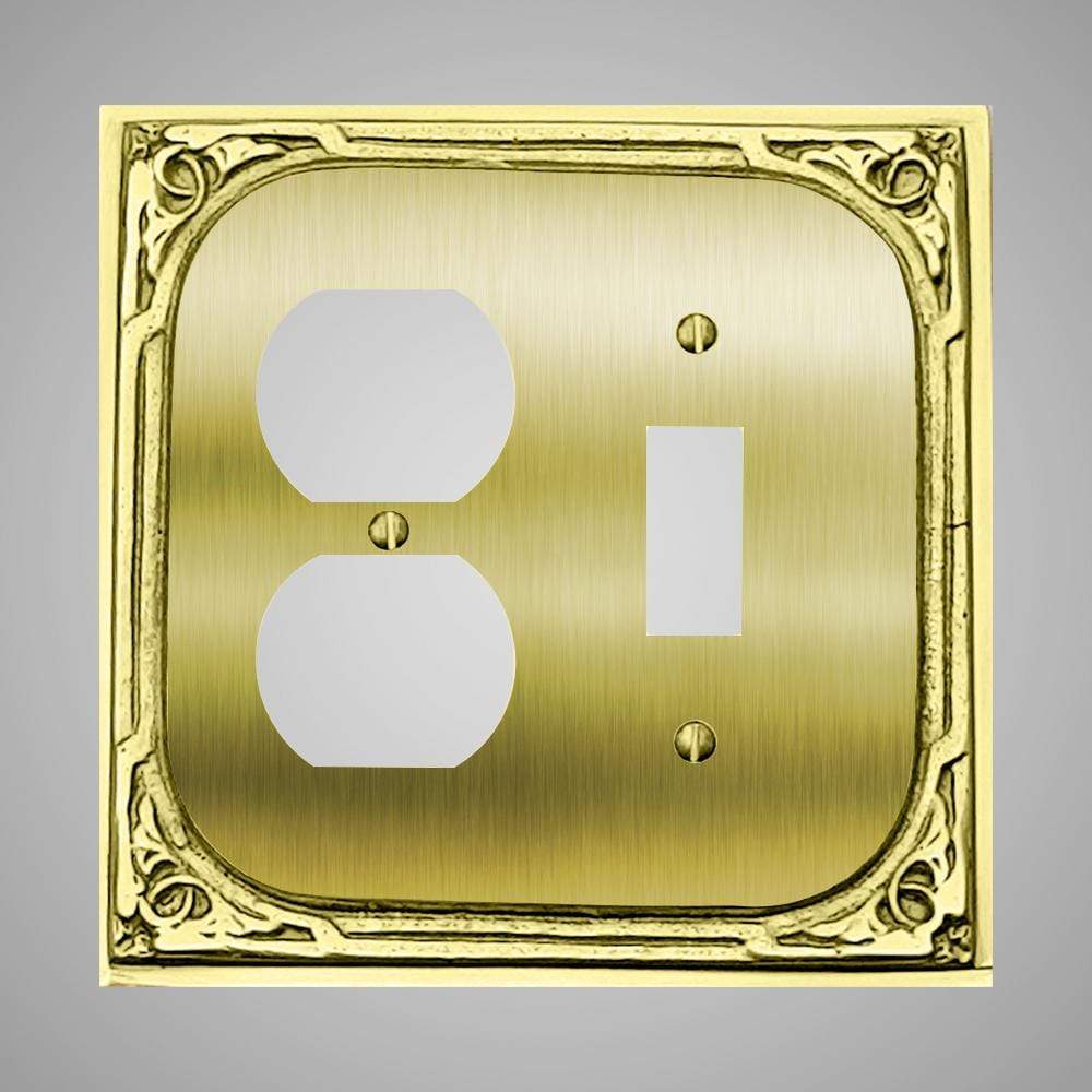 1 Toggle, 1 Duplex Wall Switch Plate - Victorian Design