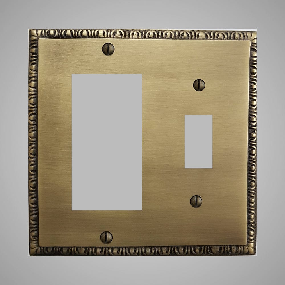 1 Toggle, 1 Rocker Wall Switch Plate - Egg & Dart Design
