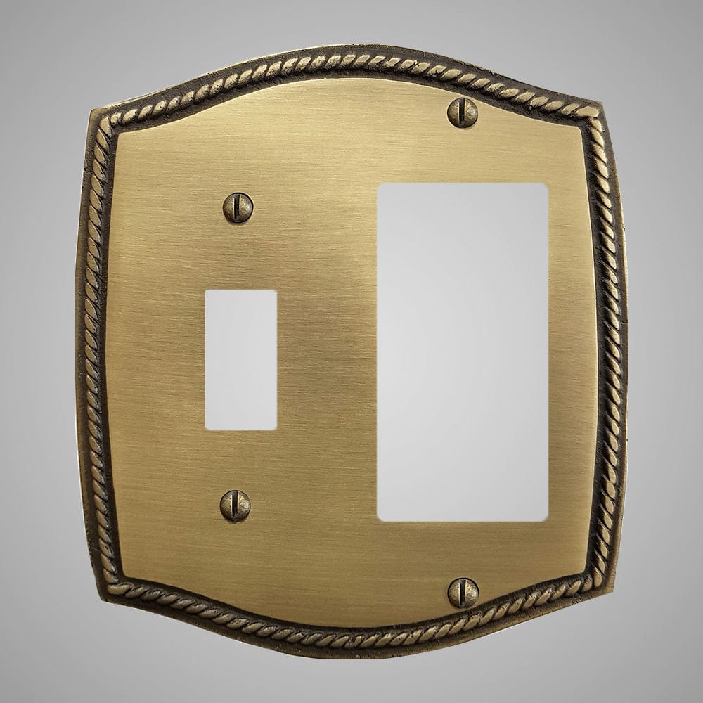 1 Toggle, 1 Rocker Wall Switch Plate - Georgian Design