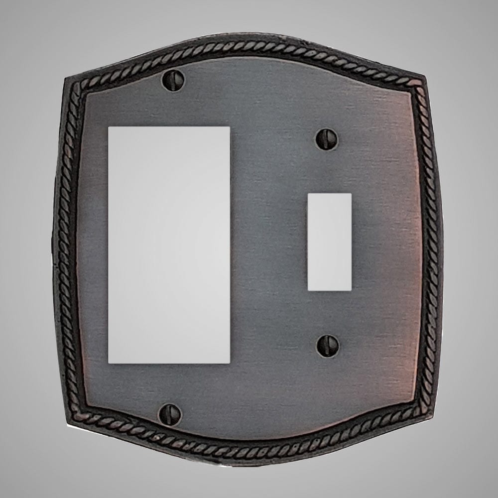 1 Toggle, 1 Rocker Wall Switch Plate - Georgian Design