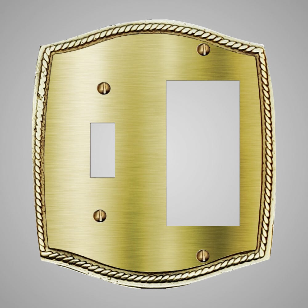 1 Toggle, 1 Rocker Wall Switch Plate - Georgian Design