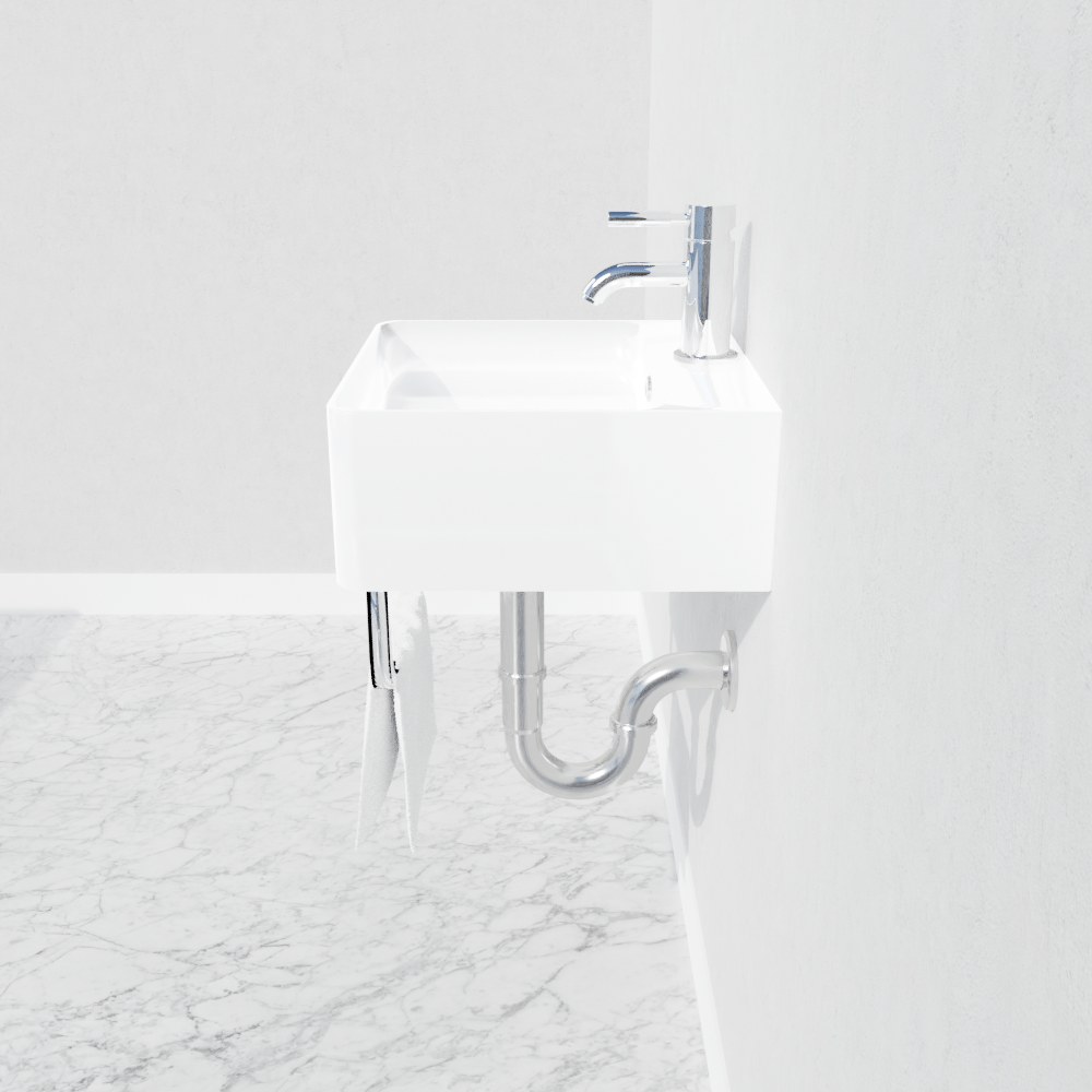 16" Fenelli Wall-Mount Vitreous China Sink with Steel Towel Bar