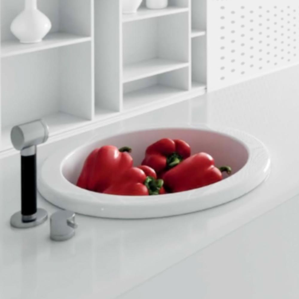 18" Yago Fireclay Single-Bowl Drop-In Prep Sink