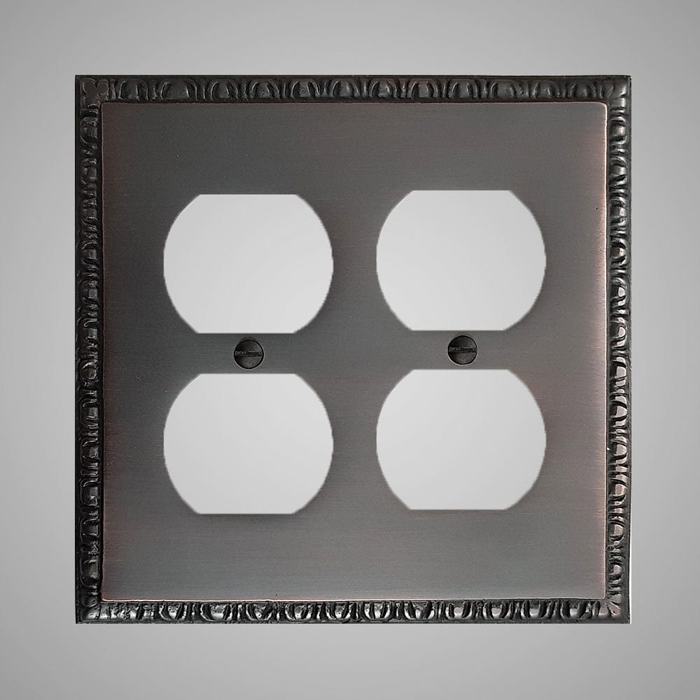 2 Gang Duplex Outlet Wall Switch Plate - Egg & Dart Design
