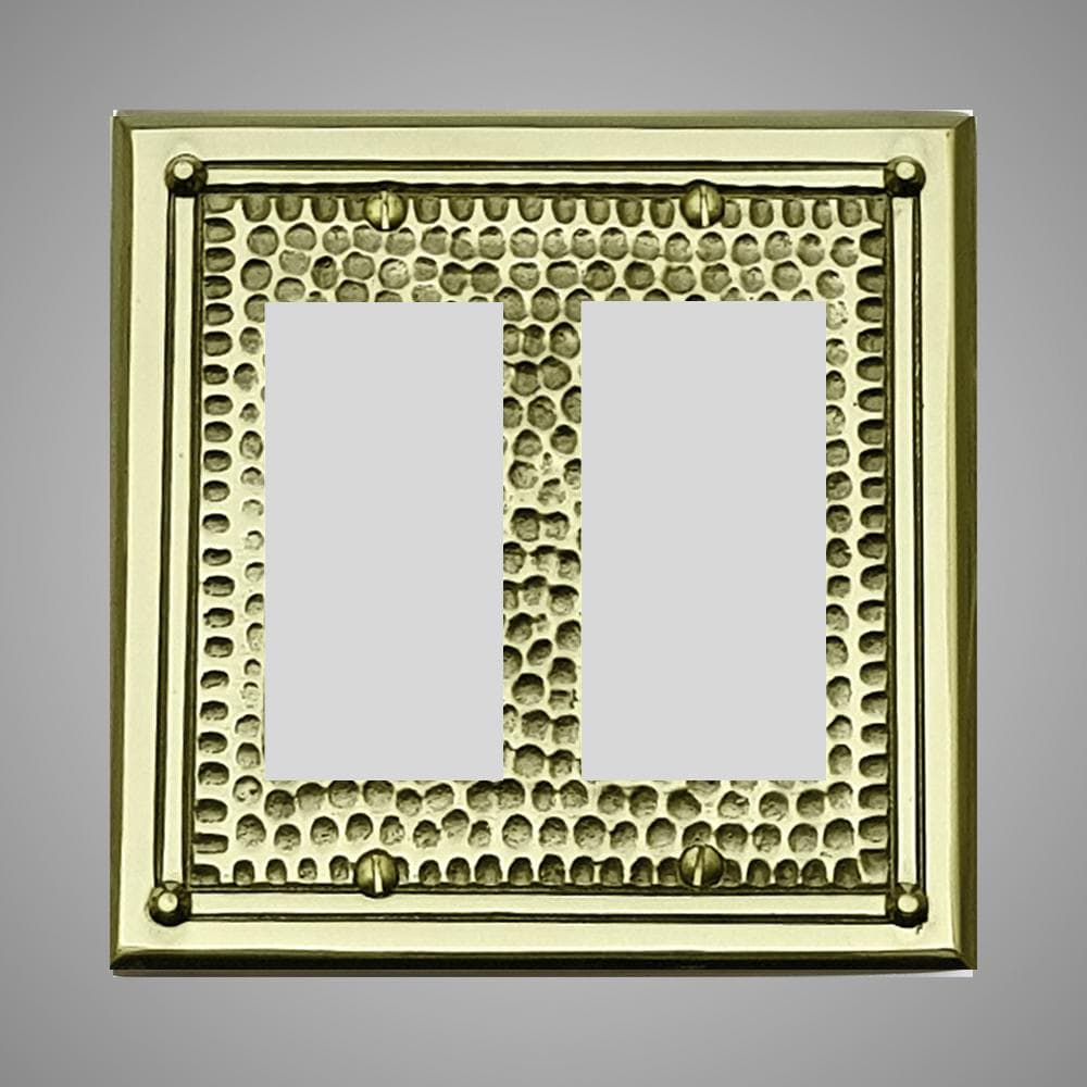 2 Gang Rocker Light Switch Plate - Framed Hammered Design