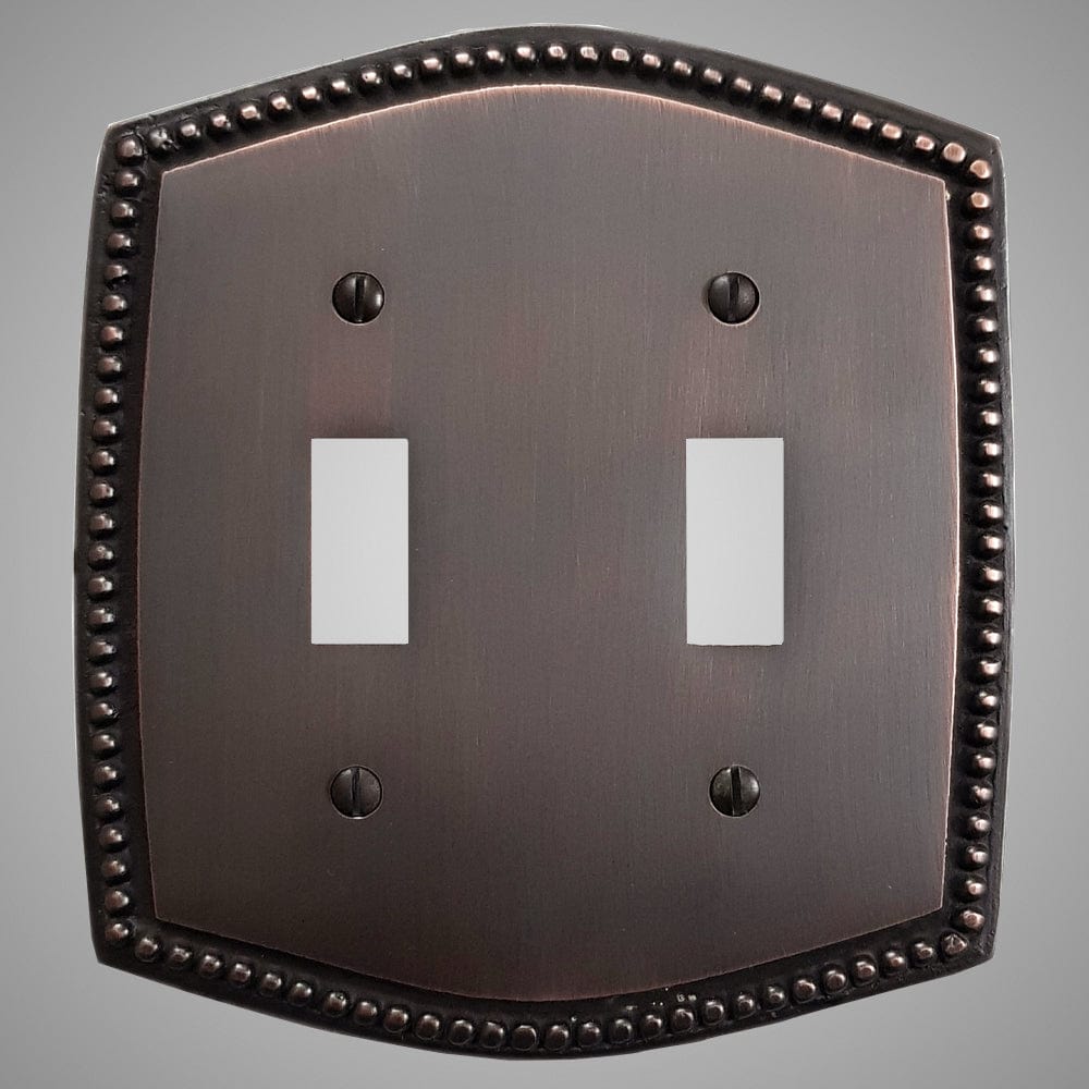 2 Gang Toggle Light Switch Plate - Beaded Design