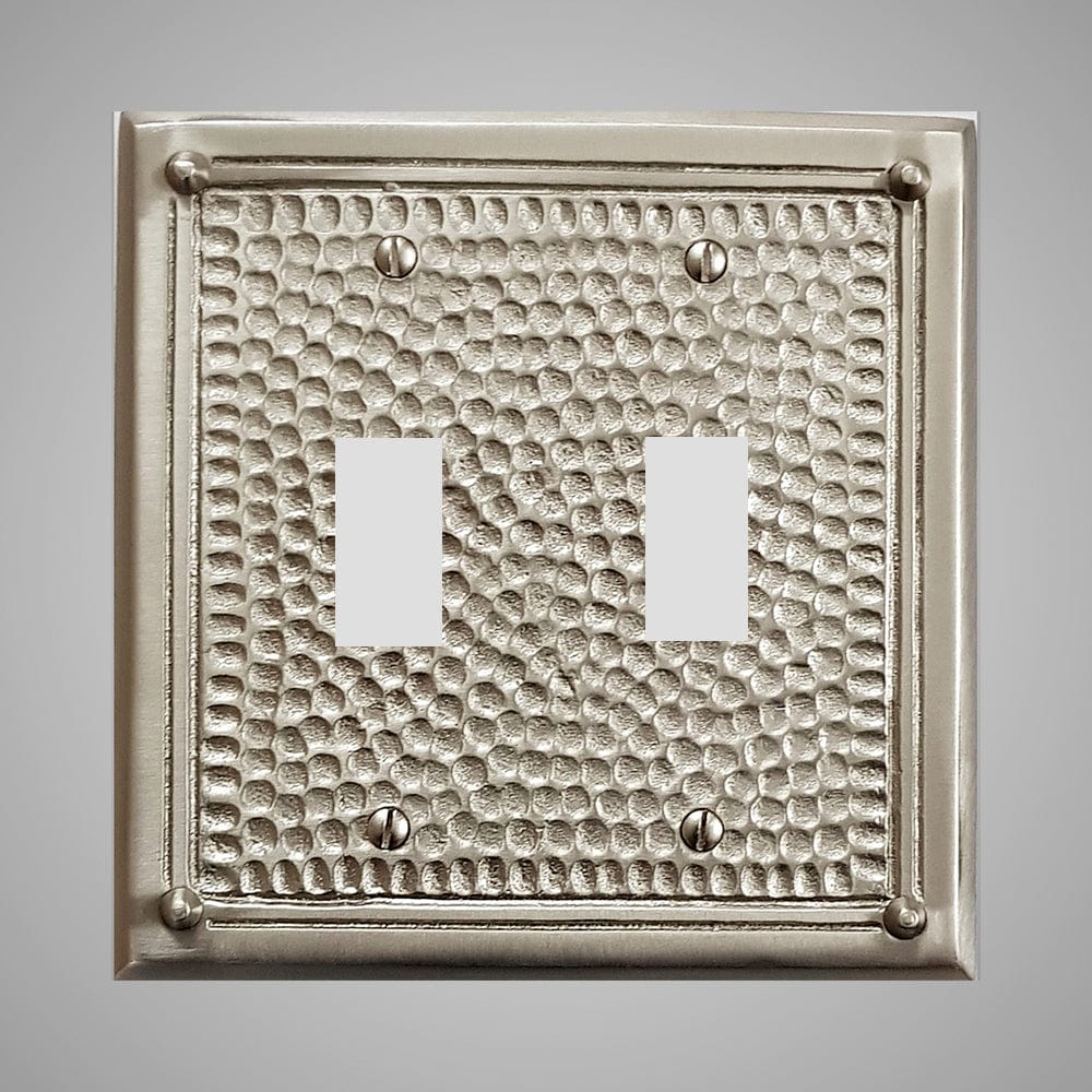 2 Gang Toggle Light Switch Plate - Framed Hammered Design