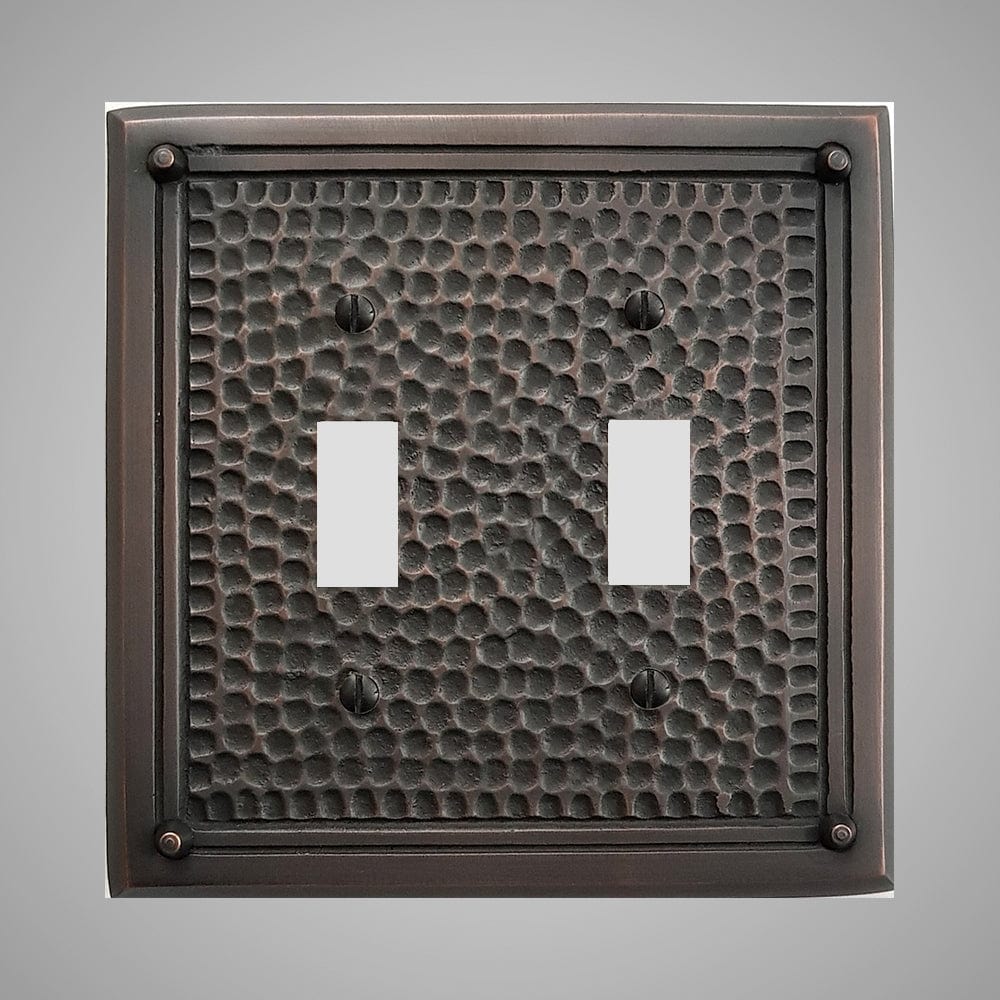 2 Gang Toggle Light Switch Plate - Framed Hammered Design