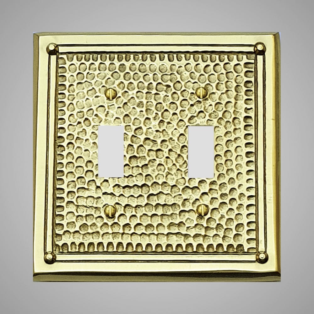 2 Gang Toggle Light Switch Plate - Framed Hammered Design