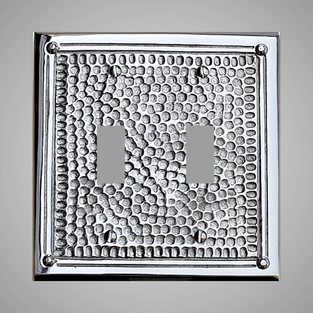 2 Gang Toggle Light Switch Plate - Framed Hammered Design