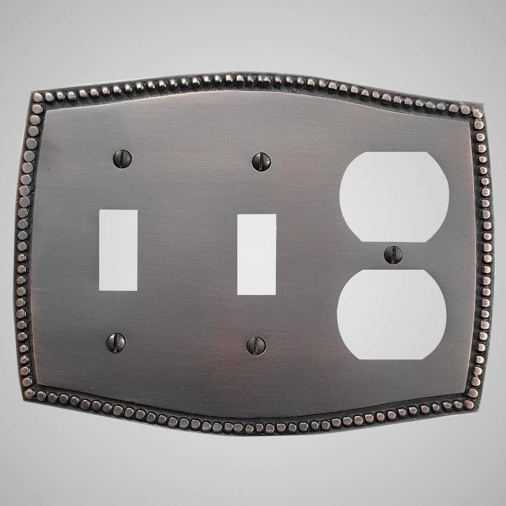 2 Toggle, 1 Duplex Wall Switch Plate - Beaded Design
