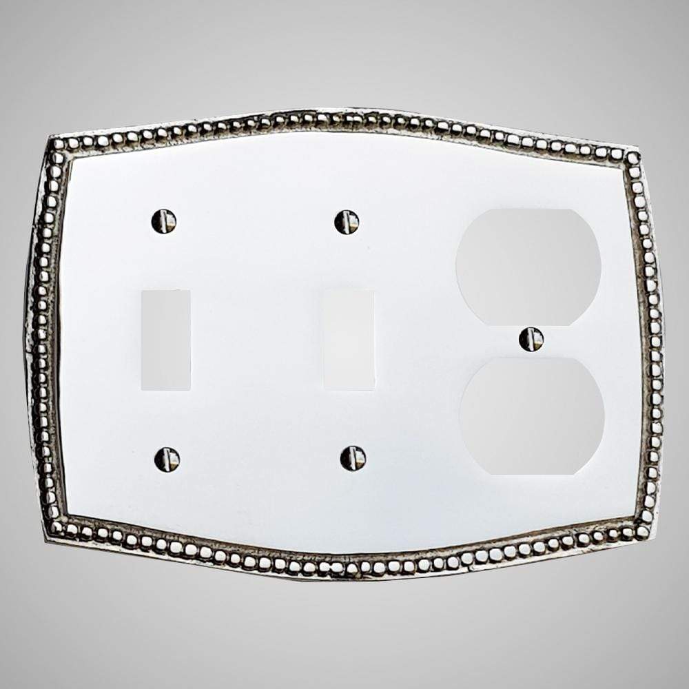 2 Toggle, 1 Duplex Wall Switch Plate - Beaded Design