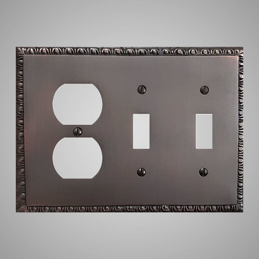 2 Toggle, 1 Duplex Wall Switch Plate - Egg & Dart Design