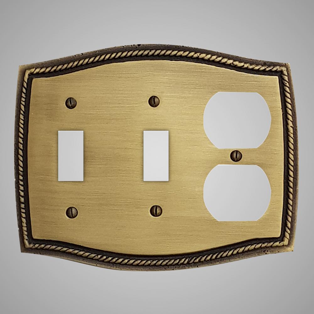 2 Toggle, 1 Duplex Wall Switch Plate - Georgian Design