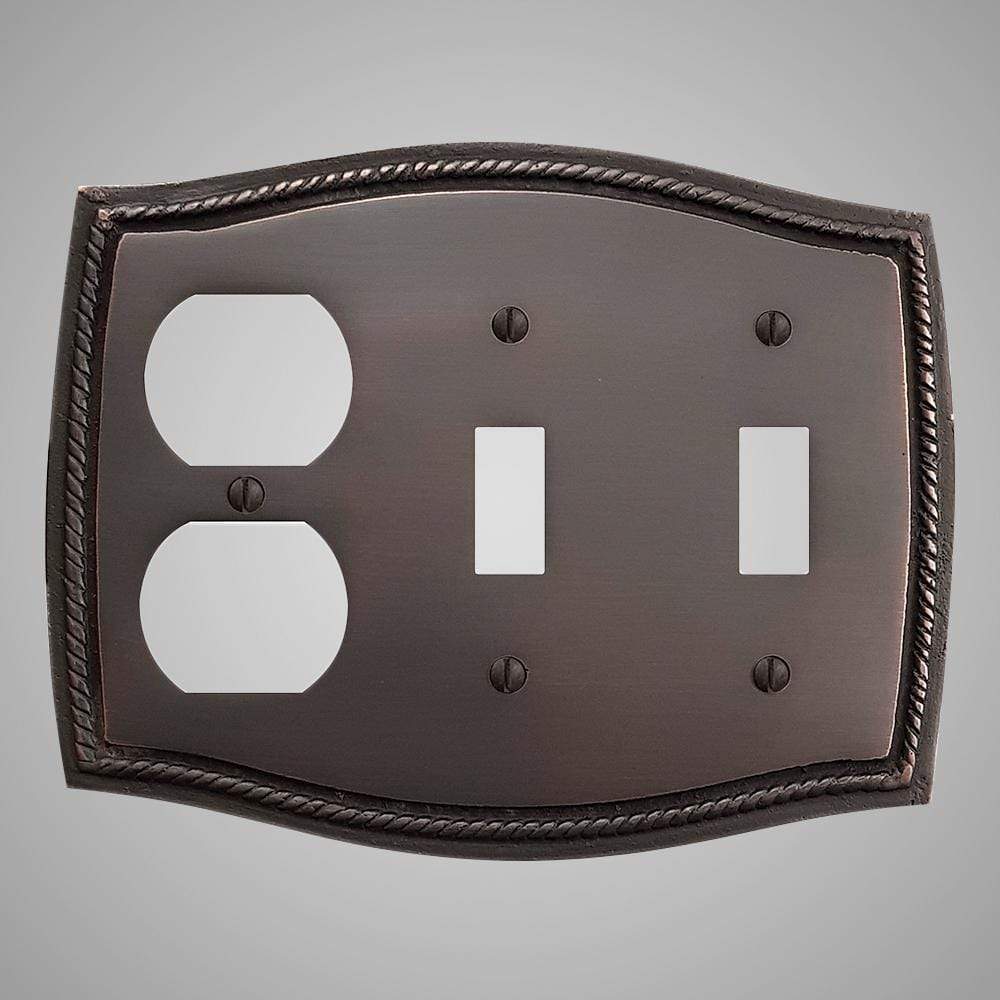 2 Toggle, 1 Duplex Wall Switch Plate - Georgian Design
