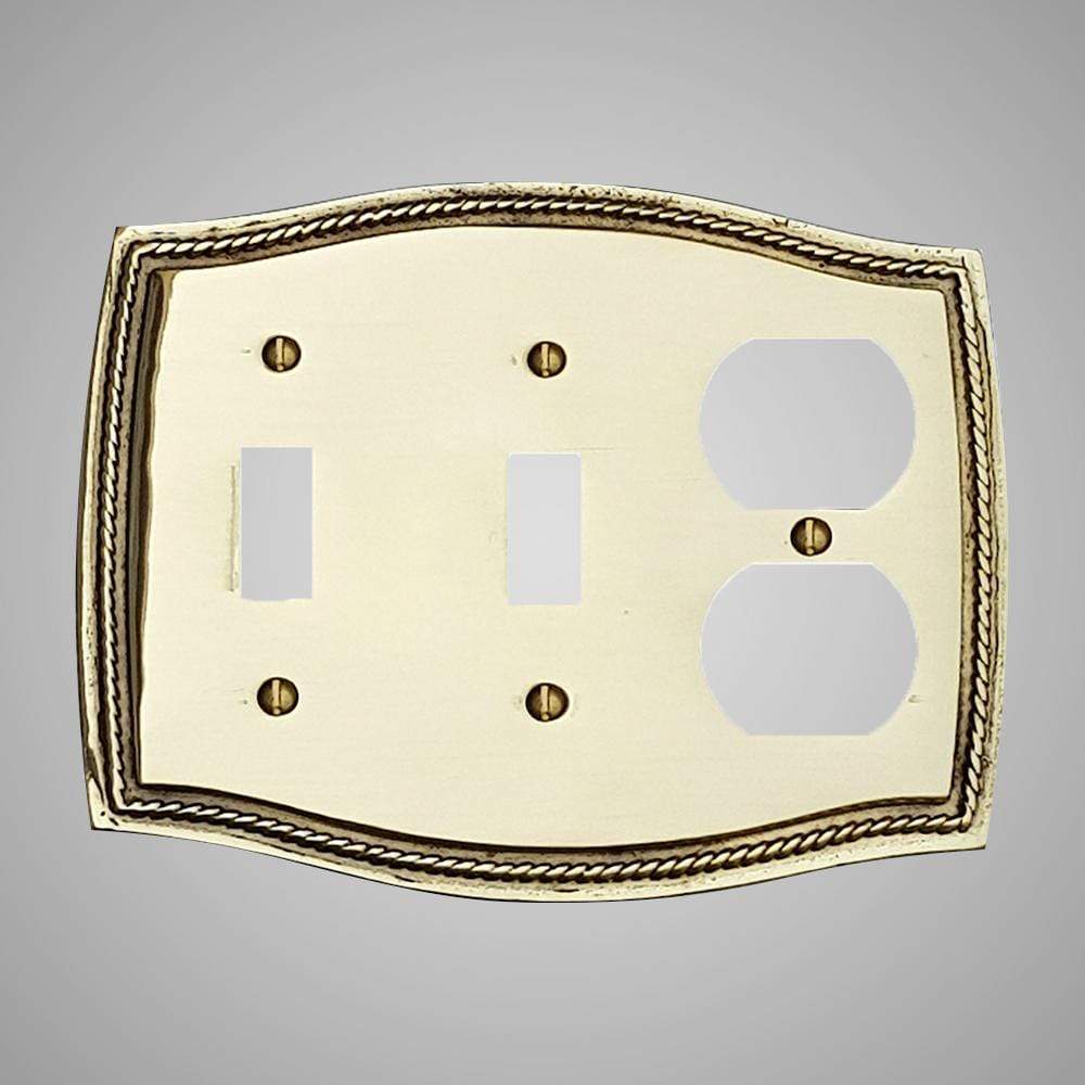 2 Toggle, 1 Duplex Wall Switch Plate - Georgian Design
