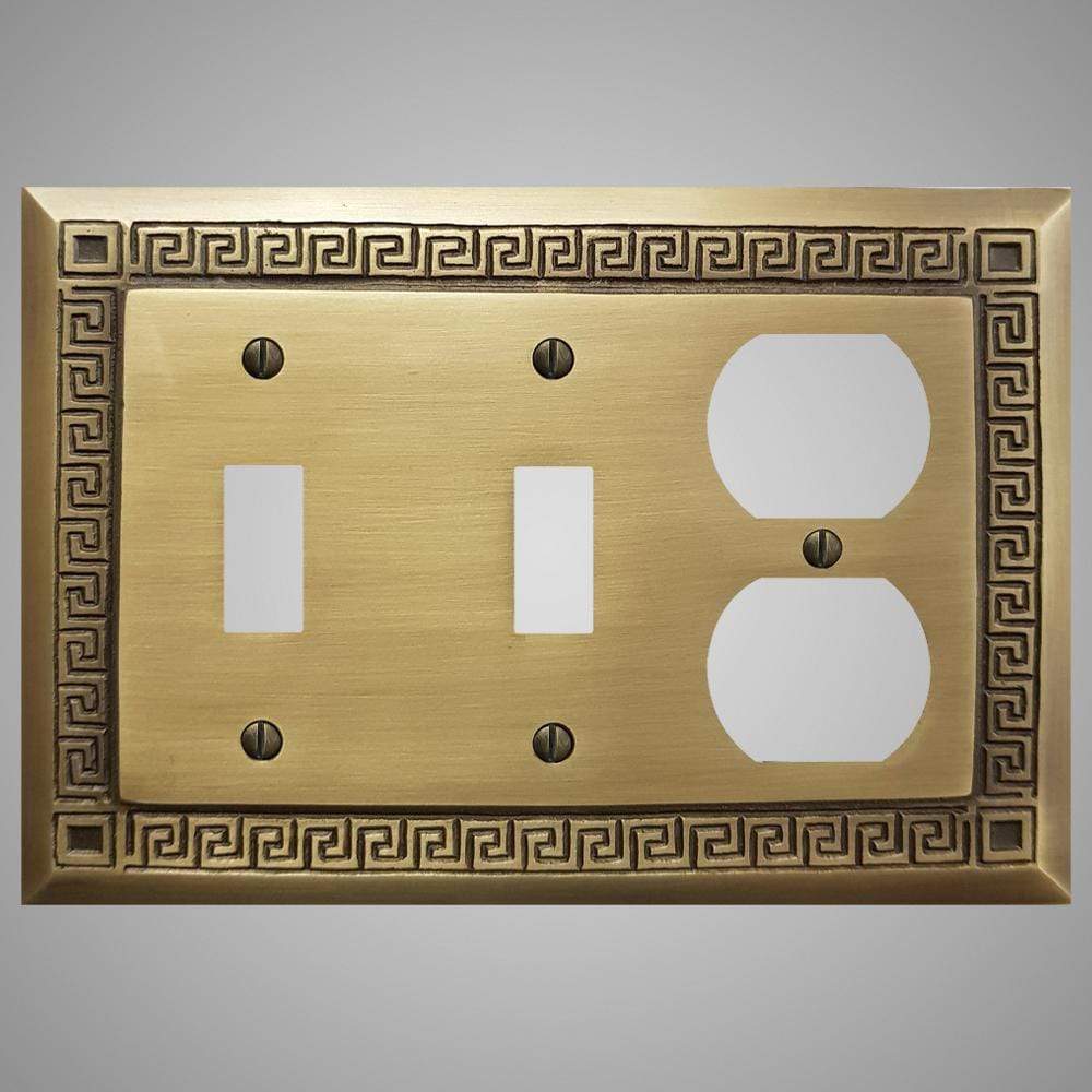 2 Toggle, 1 Duplex Wall Switch Plate - Greek Design