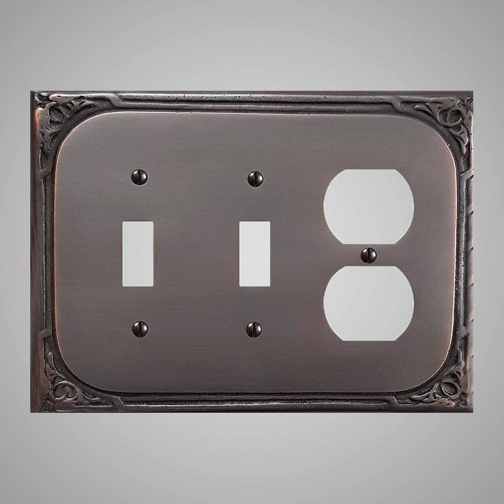 2 Toggle, 1 Duplex Wall Switch Plate - Victorian Design