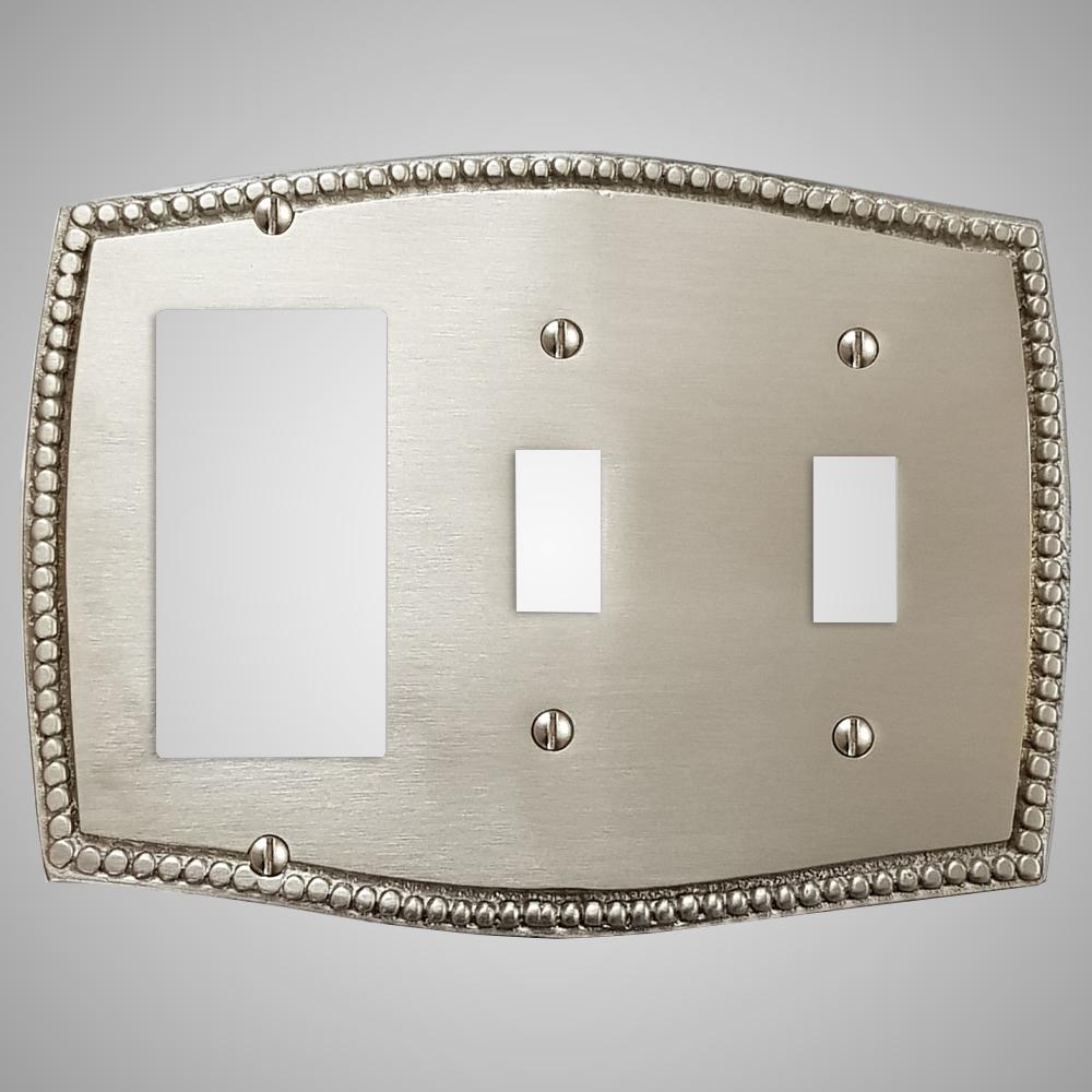 2 Toggle, 1 Rocker Wall Switch Plate - Beaded Design