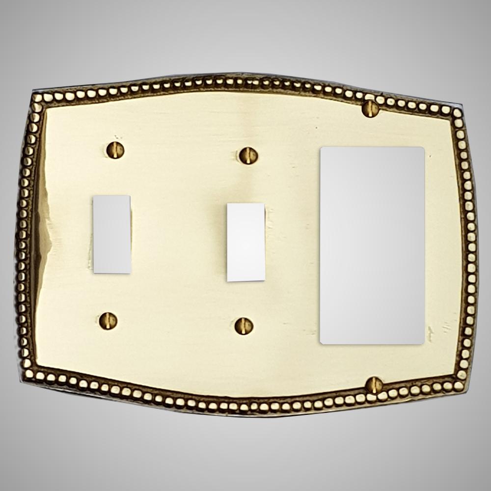 2 Toggle, 1 Rocker Wall Switch Plate - Beaded Design