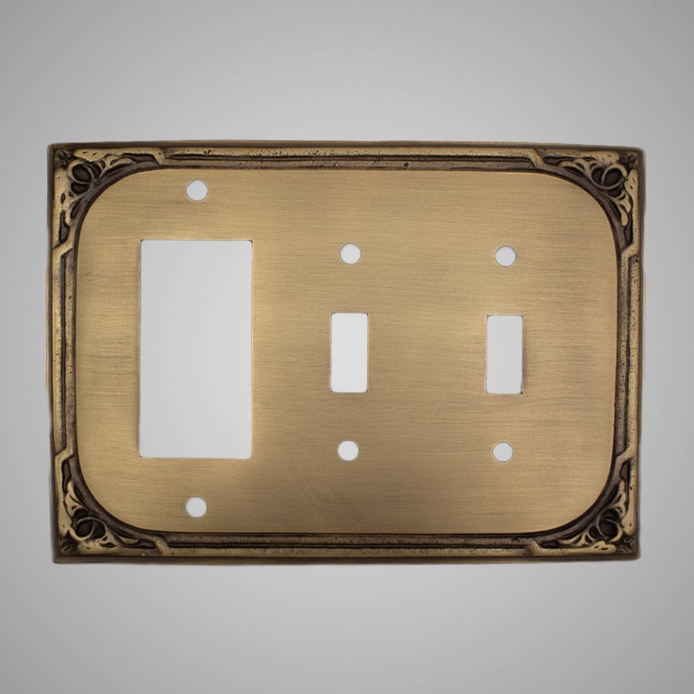 2 Toggle, 1 Rocker Wall Switch Plate - Victorian Design
