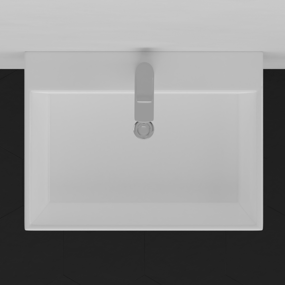 22" Amma Wall-Mount Vitreous China Sink with Black Powdercoat Steel Towel Bar