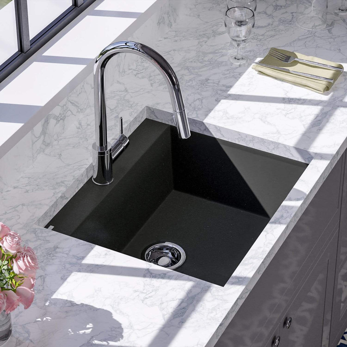 24" Canika Granite Composite Sink - Black