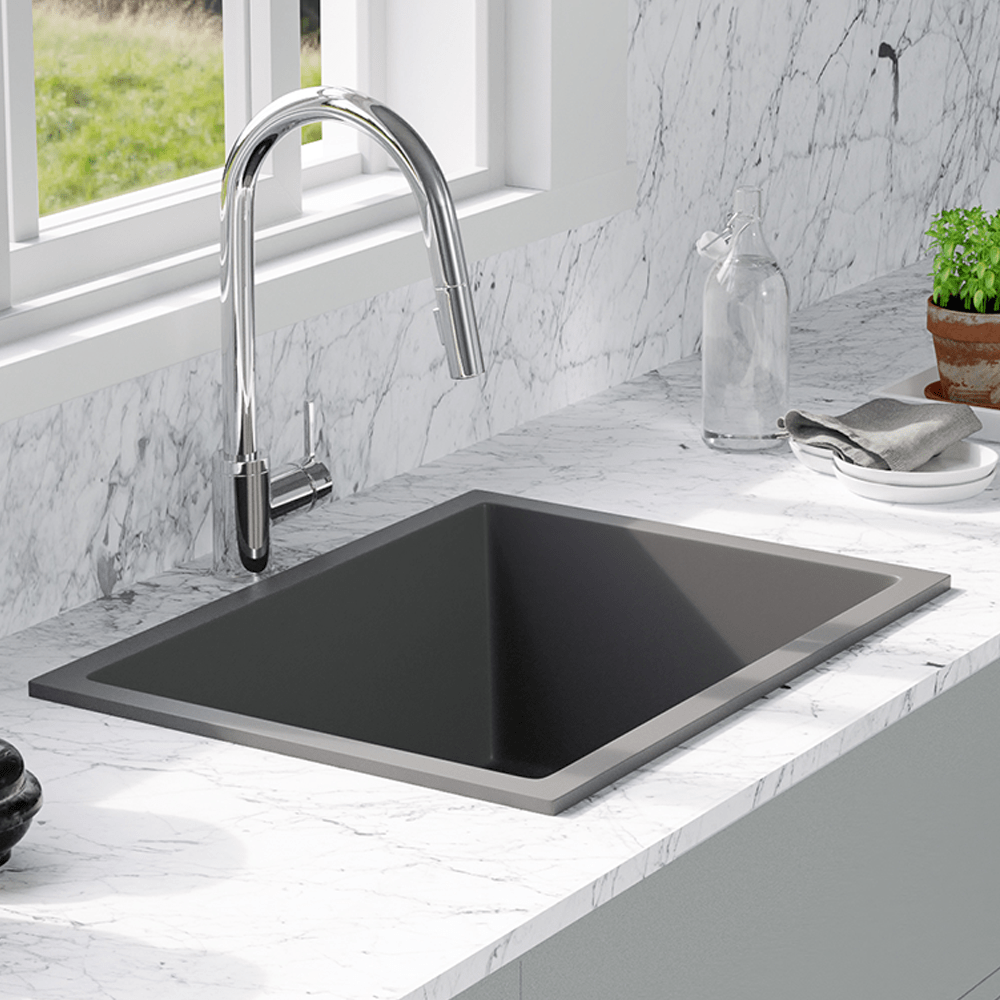 24" Florence Fireclay Single-Bowl Kitchen Sink - Matte Black