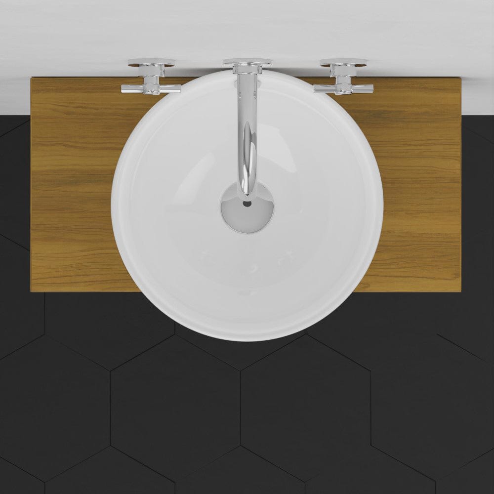 24" Thester Teak Wall-Mount Vessel Sink Vanity with Double Towel Bars
