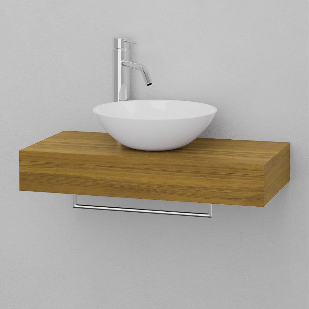 24" Thester Teak Wall-Mount Vessel Sink Vanity with Towel Bar