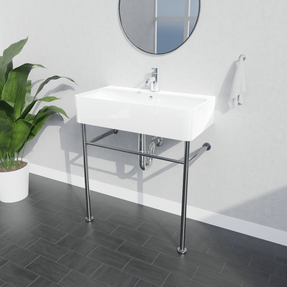 24" Vindenberg Vitreous China Console Sink with Steel Stand