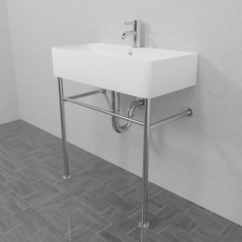 24" Vindenberg Vitreous China Console Sink with Steel Stand