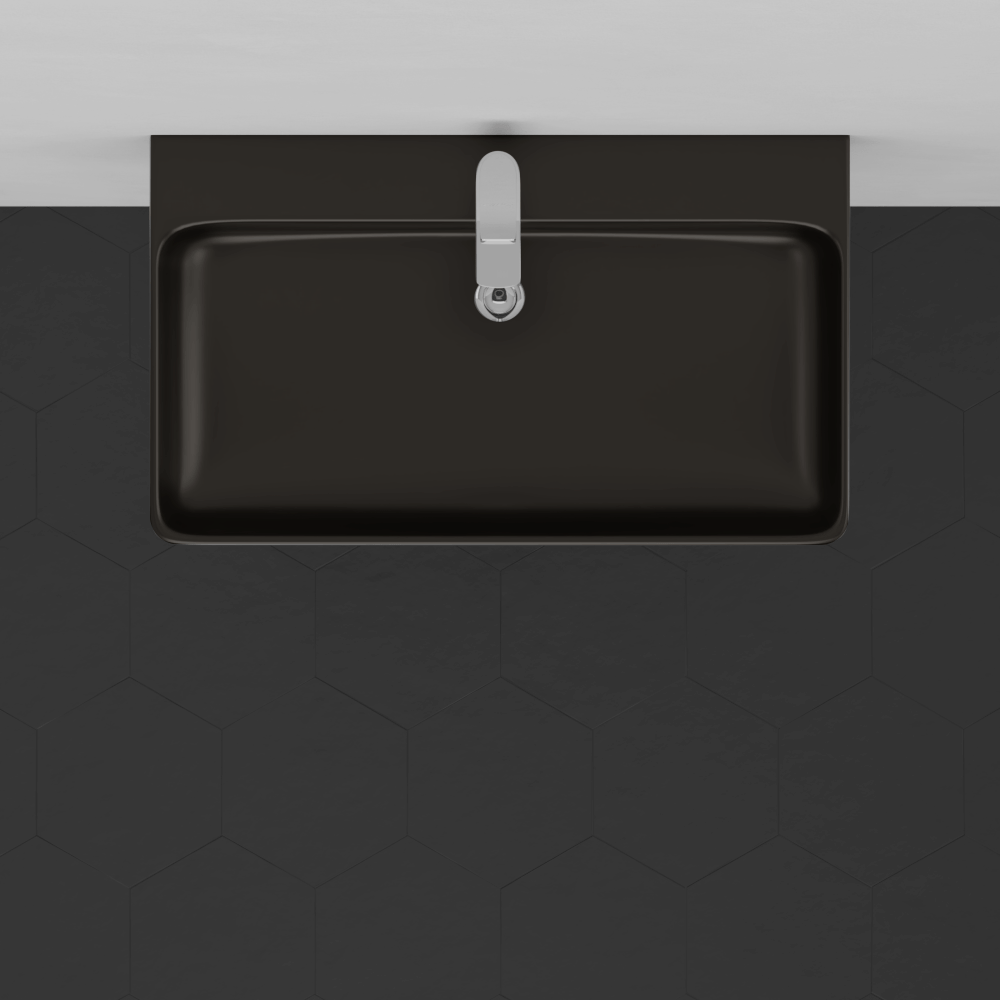 28" Kemmerer Black Vitreous China Console Bathroom Sink with Black Powdercoat Steel Stand